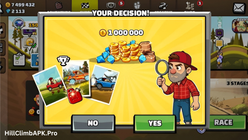 Unlimited coins in Hill Climb Racing